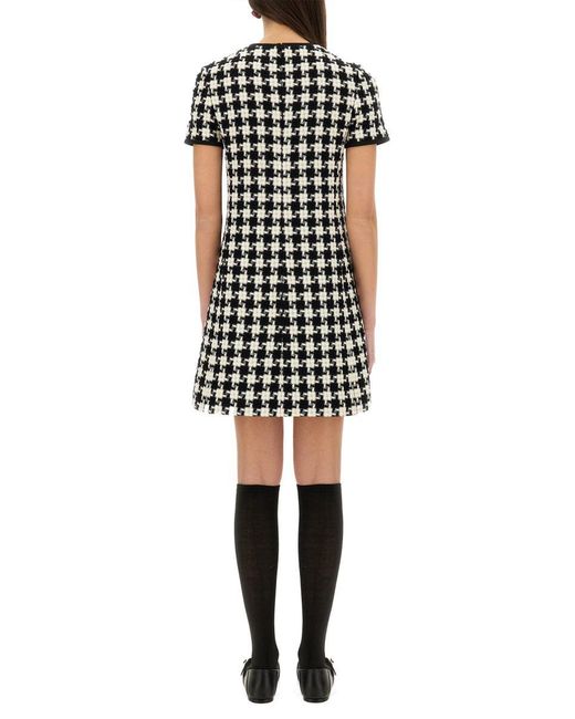 Valentino Garavani Black Embroidered Damier Light Tweed Short Dress