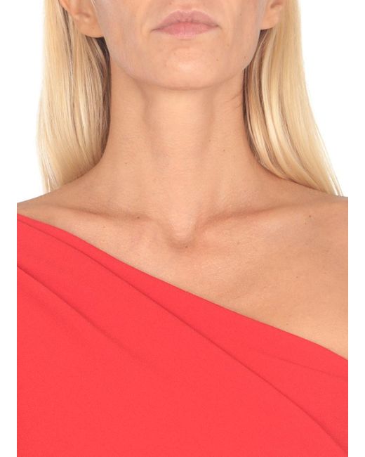 Solace London Red Asymmetric One-Shoulder Dress