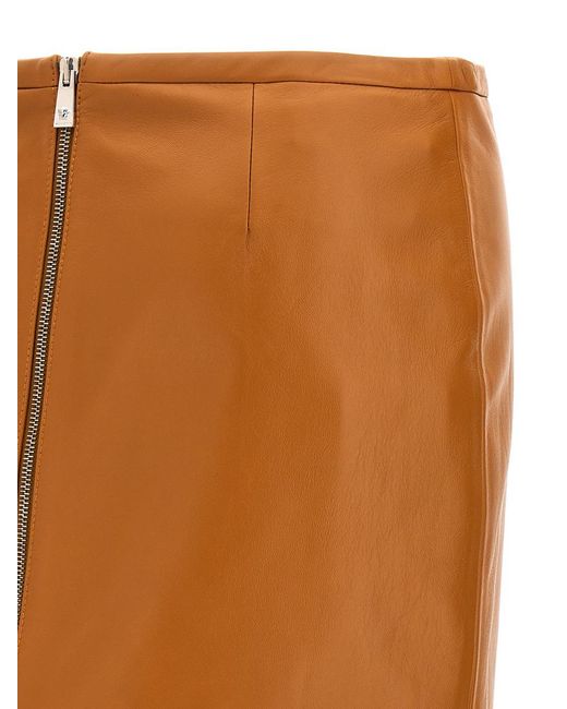 Versace Brown Mini Leather Skirt Skirts