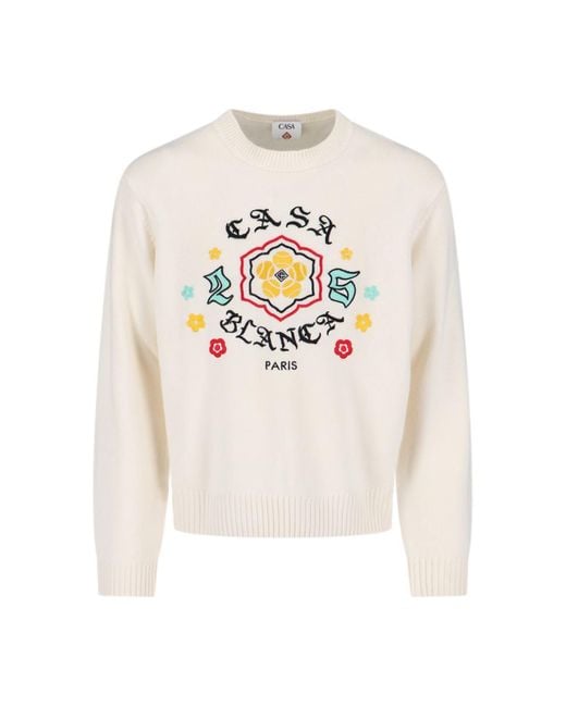 Casablanca White Emblem Sweater Cream for men