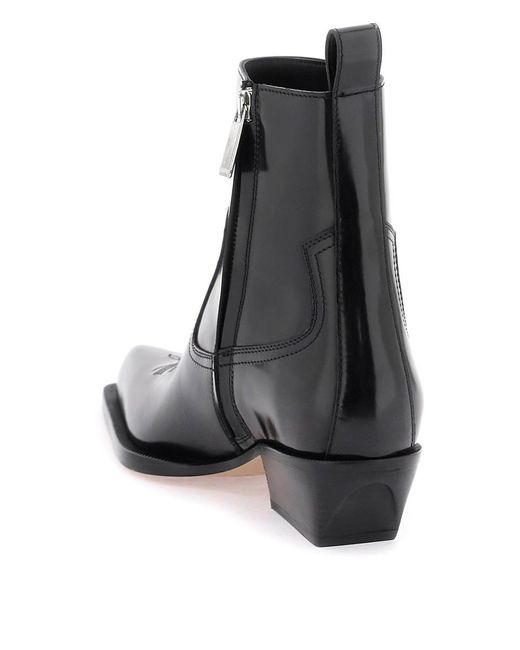 Off-White c/o Virgil Abloh Black Leather Texan Ankle Boots