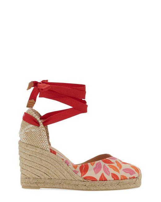 Castaner Red Clear Espadrille With Print