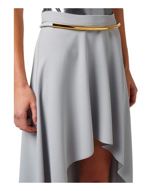 Elisabetta Franchi Gray Pearl Grey Asymmetric Skirt With Belt