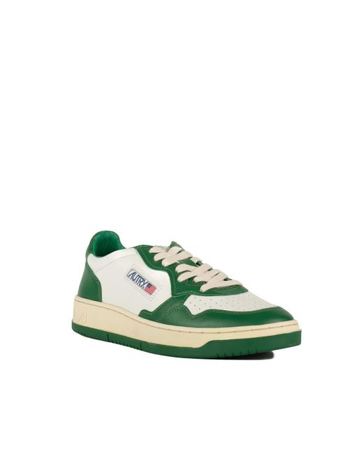 Autry Green And Two-Tone Leather Medalist Low Sneakers for men