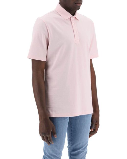 Brunello Cucinelli Pink Polo Shirt With French Collar for men