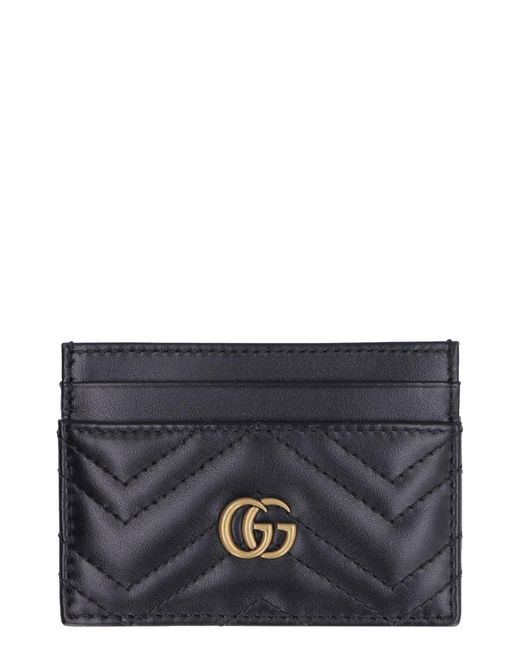 Gucci Gray Gg Marmont Leather Card Holder