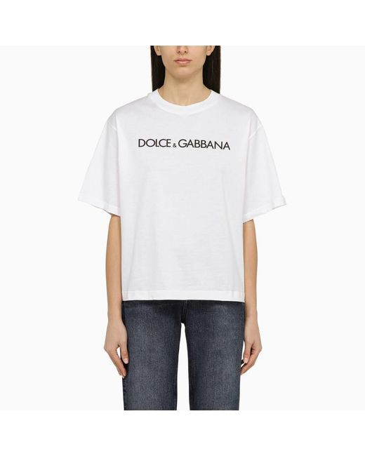 Dolce & Gabbana White Dolce&Gabbana Crew-Neck T-Shirt With Logo In