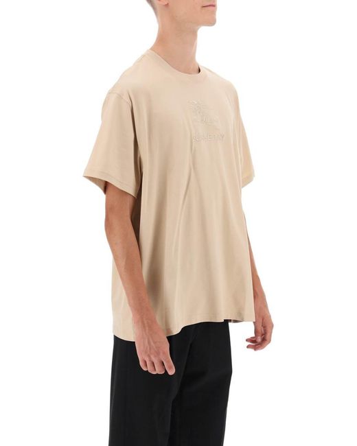Burberry Natural Tempah T Shirt With Embroidered Ekd for men