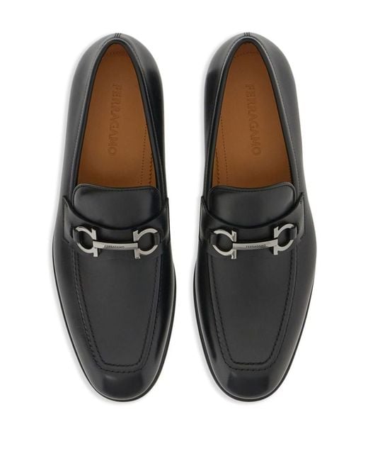 Ferragamo Black Penny Leather Loafers for men