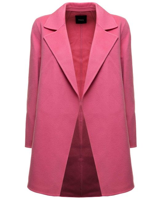 Theory Clairene Wool And Cashmere Coat Woman in Pink Lyst Canada