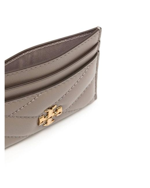 Tory Burch Gray Kira Chevron-quilted Leather Cardholder