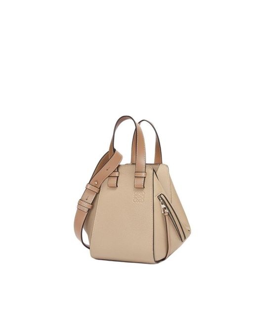 Loewe Natural Compact Sand-Colored Hammock Handbag With Anagram Embossing