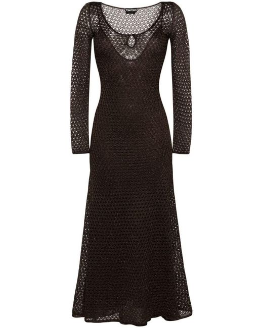 Tom Ford Black Perforated Lurex Dress
