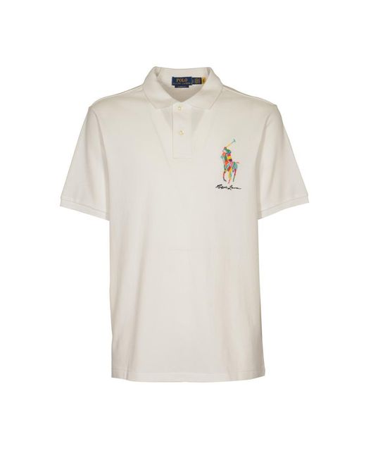 Polo Ralph Lauren White Signature Logo Embroidered Polo Shirt for men