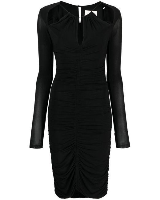 Isabel Marant Black Cut-out Ruched Midi Dress