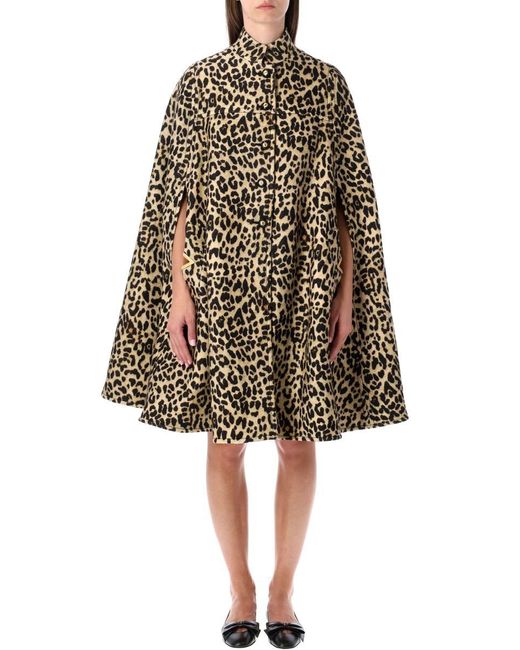 Valentino Garavani Natural Leopard Print Wool Cape