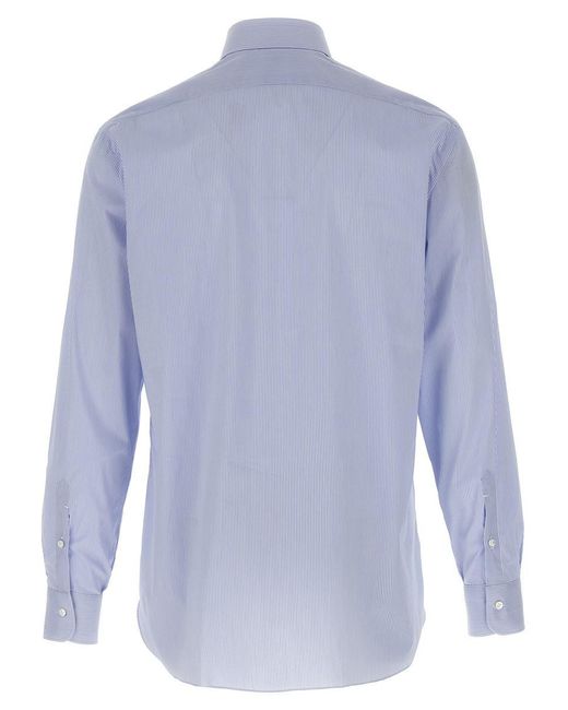 Barba Napoli Blue Striped Shirt for men