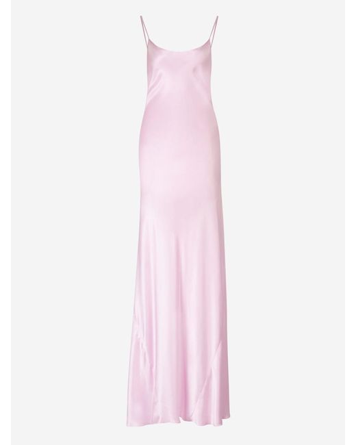Victoria Beckham Pink Satin Maxi Dress