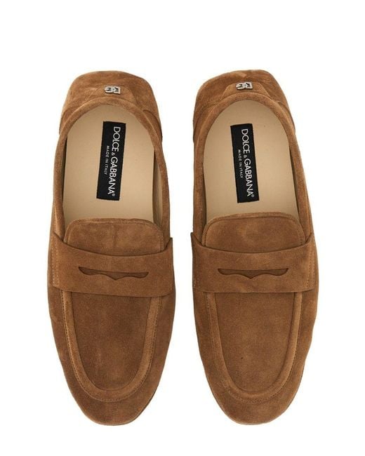 Dolce & Gabbana Brown Suede Loafers for men