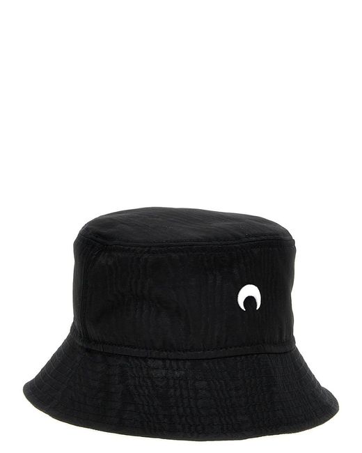 MARINE SERRE Black Logo Embroidery Bucket Hat for men