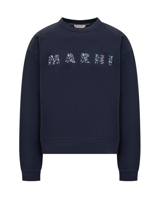 Marni Blue Sweatshirt With Logo for men
