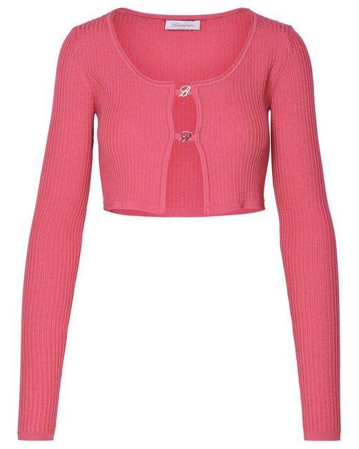 Blumarine Pink Fuchsia Viscose Blend Crop Sweater
