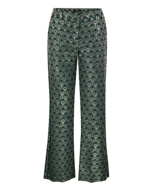 Weekend by Maxmara Green Girino - Flared Trousers In Jacquard Fabric