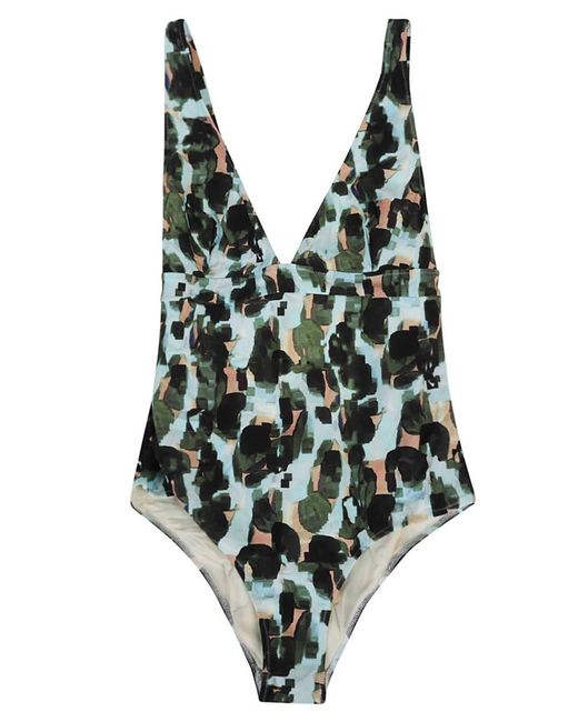 Feel me fab Green Crossy Printed One-piece Swimsuit