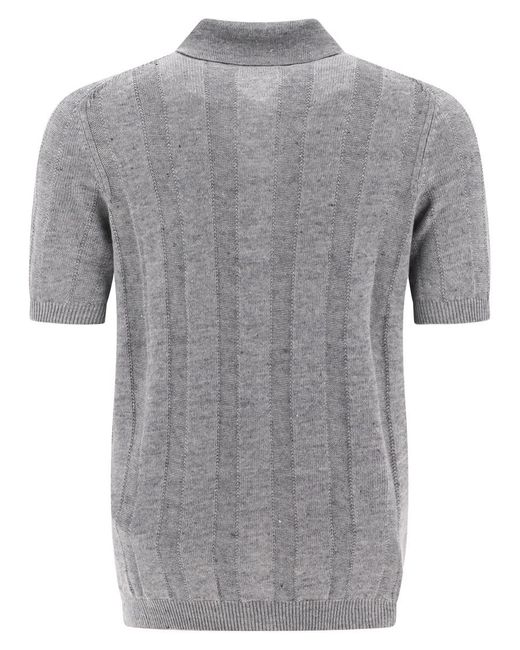 Brunello Cucinelli Gray Textured Rib Knit Shirt for men