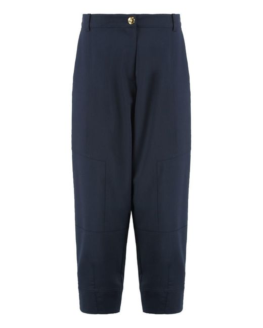 Pinko Blue Pants Made Of Wool Blend