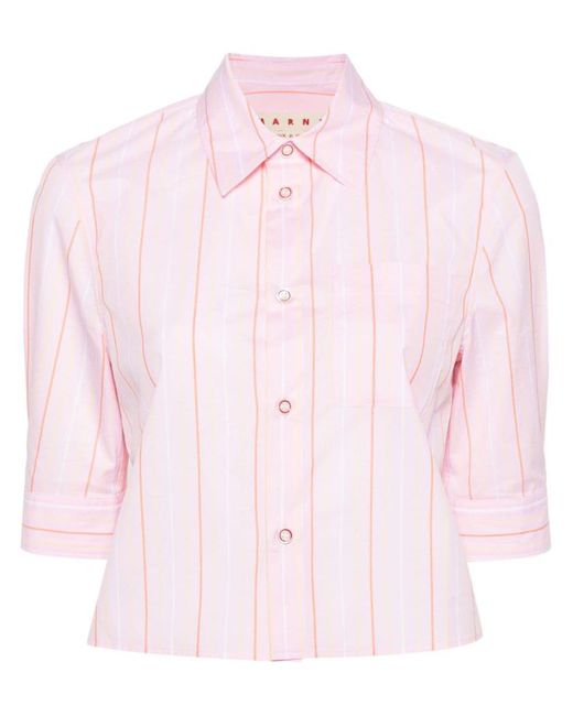 Marni Pink Vertical Stripe-Print Cotton Shirt
