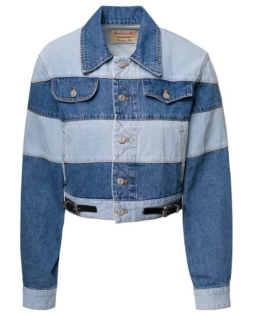 ANDERSSON BELL 'mahina' Blue Denim Patchwork Jacket With Heart-shaped Detail In Cotton Woman