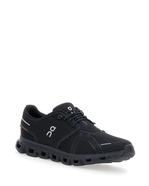 On Shoes Black 'Cloud 6' Low Top Sneakers With Mesh Details And Logo The Side for men