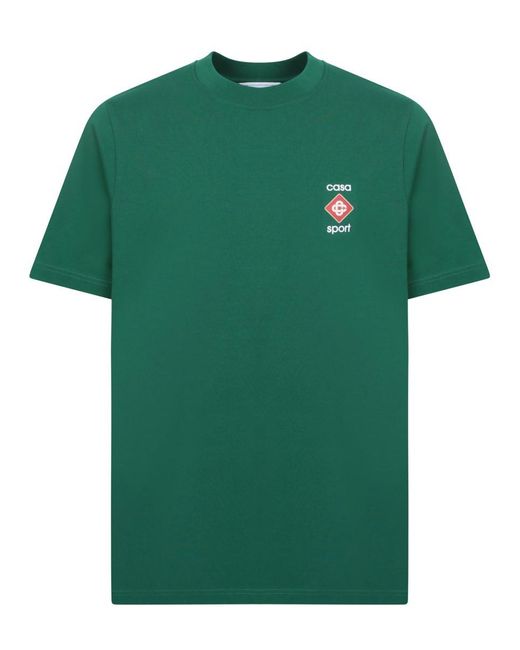 CASABLANCA Green Cotton Casa Sport T-shirt for men