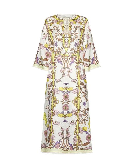 Tory Burch White Caftan With Print