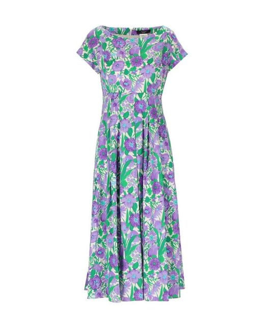 Weekend by Maxmara Blue viaggio Green And Purple Floral Dress