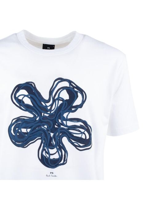Paul Smith Blue T-Shirt With 'Yukka' Print for men