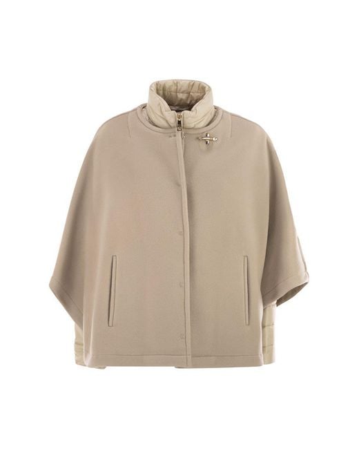 Fay Natural 3-in-1 Double-sided Wool And Cashmere Cape