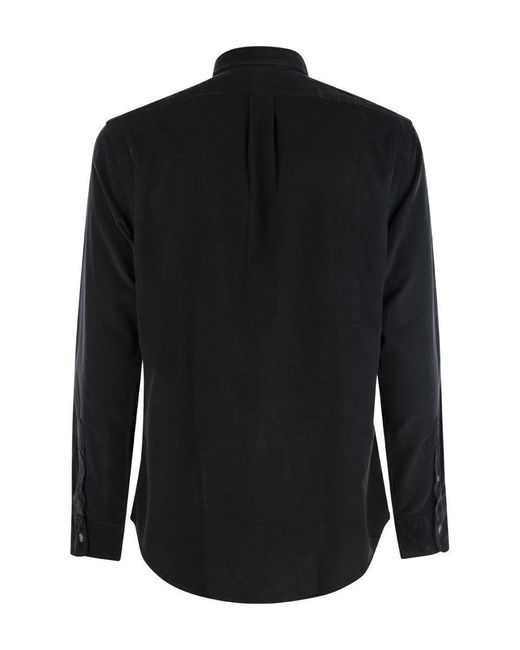 Polo Ralph Lauren Black Slim-fit Velvet Shirt for men