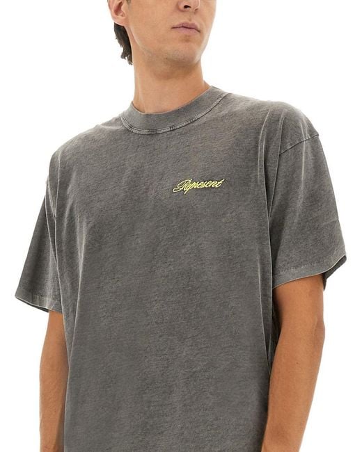 Represent Gray Script Logo T-Shirt for men