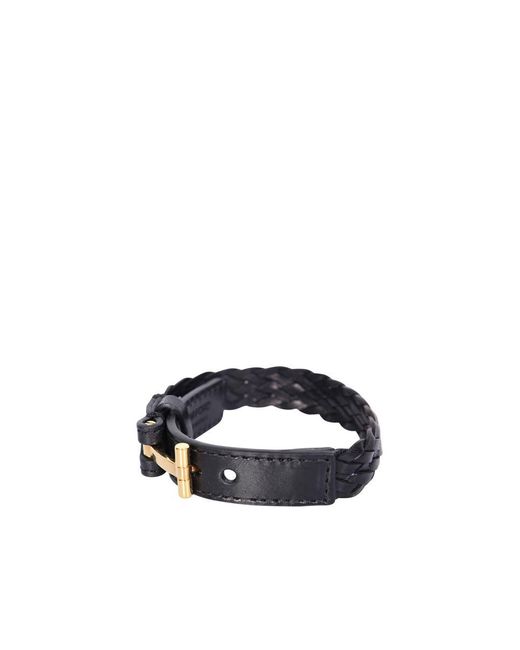 Tom Ford Woven Leather Black Bracelet in White for Men | Lyst Canada