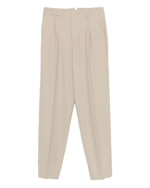 Cellar Door Natural Beverly Pleated Wool Trousers