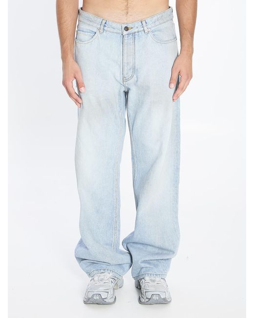 Balenciaga Blue Distressed Relaxed Jeans for men