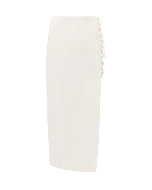 De La Vali White Midi Skirt