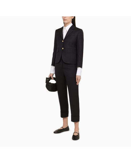 Thom Browne Black Wool Trousers With Lapels