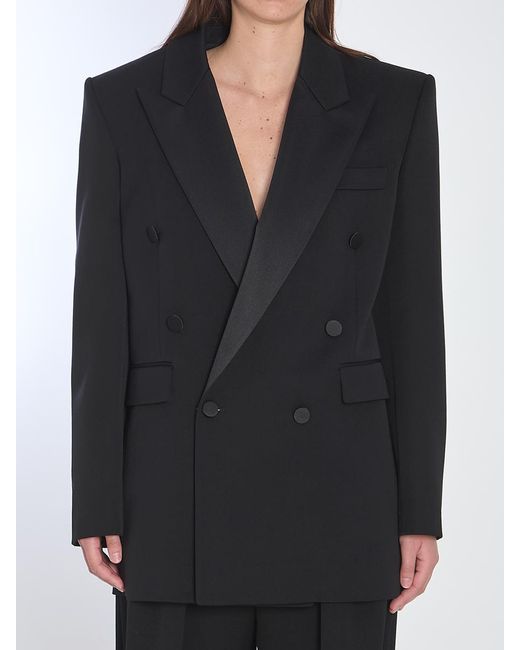 Saint Laurent Black Double-Breasted Tuxedo Jacket