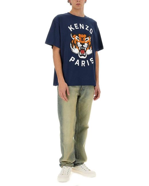 KENZO Blue "Lucky Tiger" T-Shirt for men