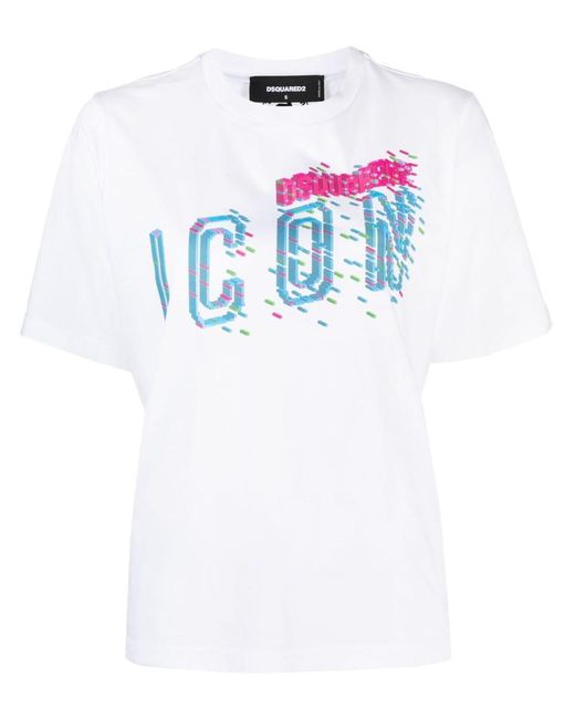 DSquared² White Logo-print Cotton-jersey T-shirt