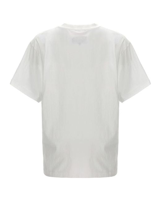 MM6 by Maison Martin Margiela White T Shirt With Numeric Logo Label for men