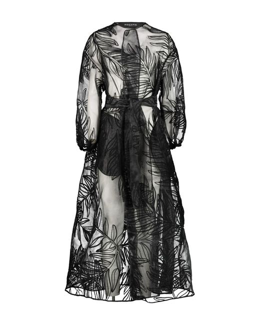 Rochas Black Opera Coat In Embroidered Organza Clothing